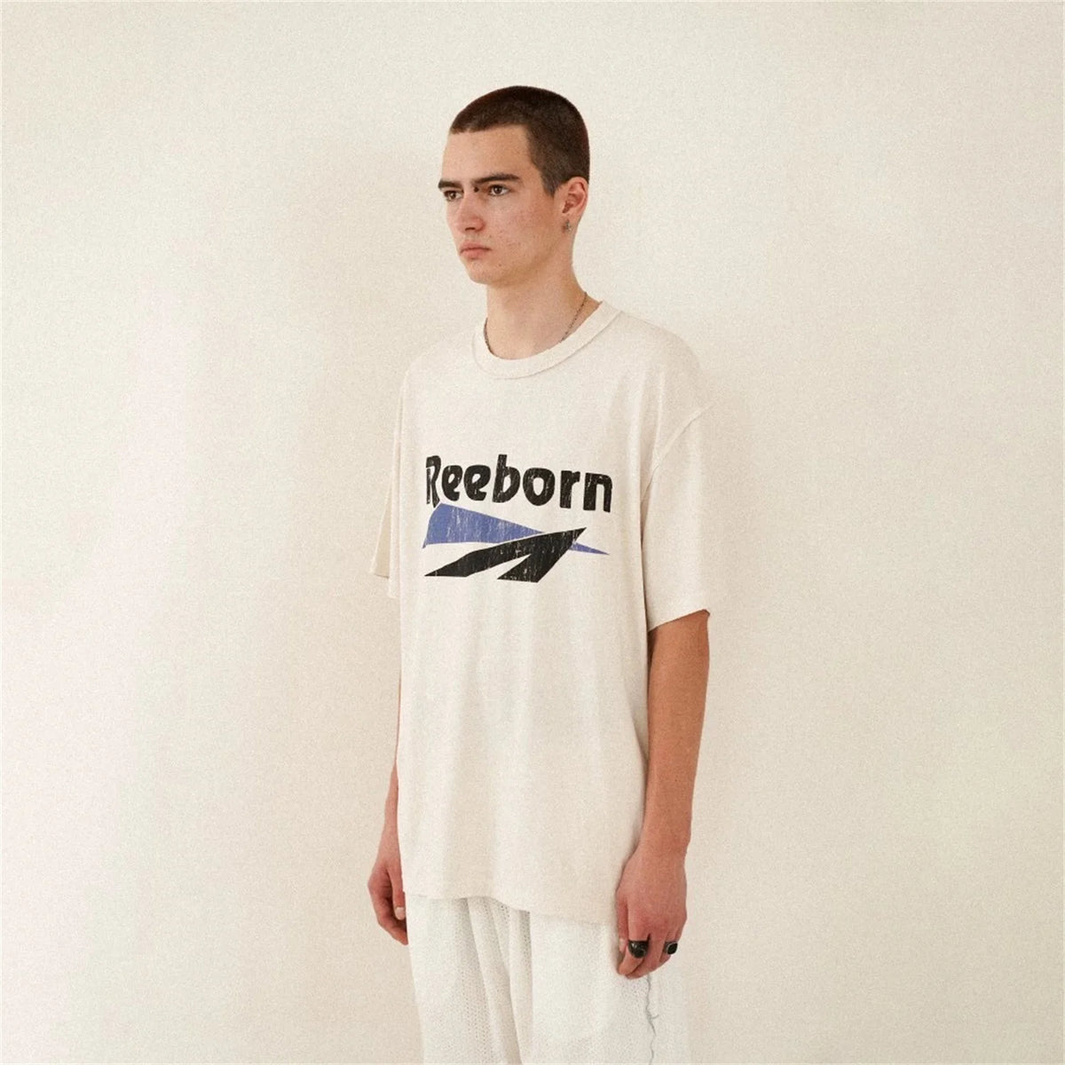 2024 New FP Vintage Retro Letter Reeborn Printing High-Street Distressed Casual Tops T-Shirt Street King Limited
