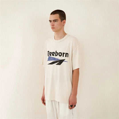2024 New FP Vintage Retro Letter Reeborn Printing High-Street Distressed Casual Tops T-Shirt Street King Limited
