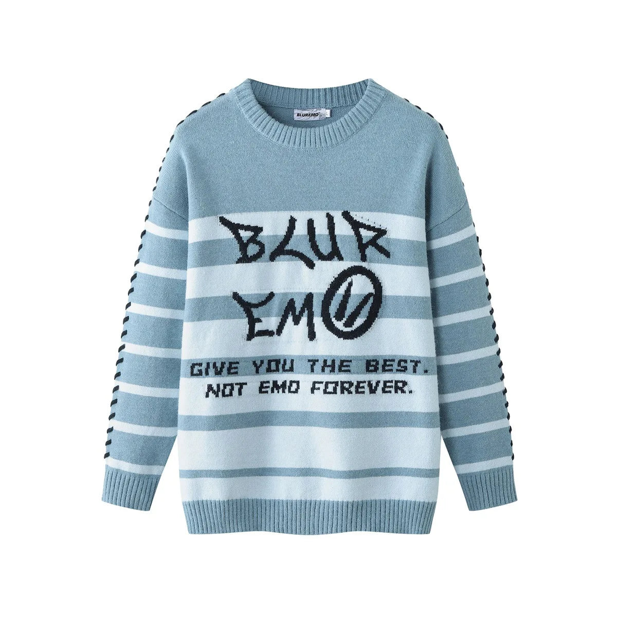 Men Striped Sweater Letter Graphic Loose Knitwear Jumper Pullover Sweaters Harajuku Hip Hop Streetwear Knitted Sweater Street King Limited