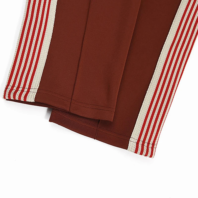 good quality brown motion casual pants men woman lovers trend side edge weaving embroidery drawstring loose trousers unique default style 4824