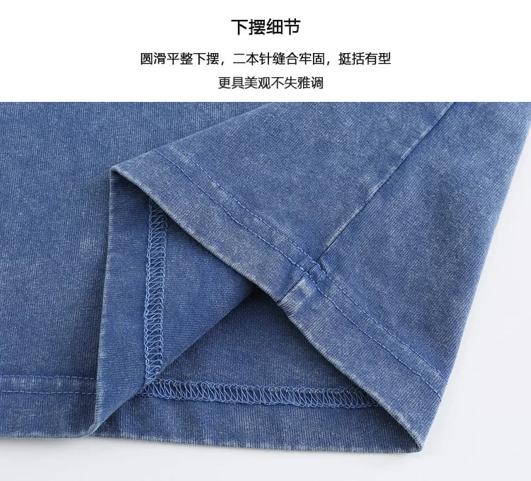 270g Heavyweight American Washed And Distressed Trendy Brand Loose Short-Sleeved T-Shirt For Men In Summer New Street Cotton Street King Limited