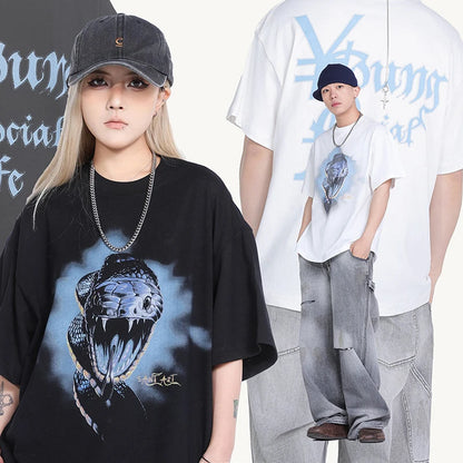 Summer New SAINT T-shirt Chaopai 3D Steel Nails Direct Spray Printing Cotton Loose Casual Men Woman Top Tees Street King Limited