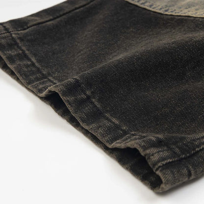 vintage black mens jeans patchwork hip hop baggy jeans man streetwear harajuku loose straight denim pants unique jeans style 4187