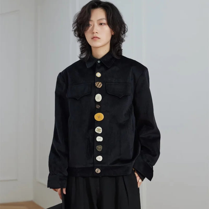 2024 new harajuku mens jacket multi button irregular black fashionable coats multiple pockets loose couple trend outwear y2k minimalist street pants