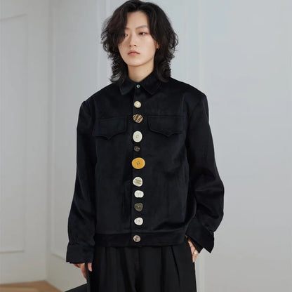 2024 new harajuku mens jacket multi button irregular black fashionable coats multiple pockets loose couple trend outwear y2k minimalist street pants