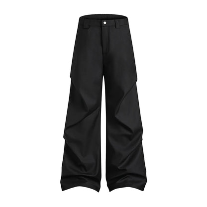 extended length edition wrinkle fashion men streetwear fashion hip hop vibe loose casual straight black suit pant trousers minimalist street pants