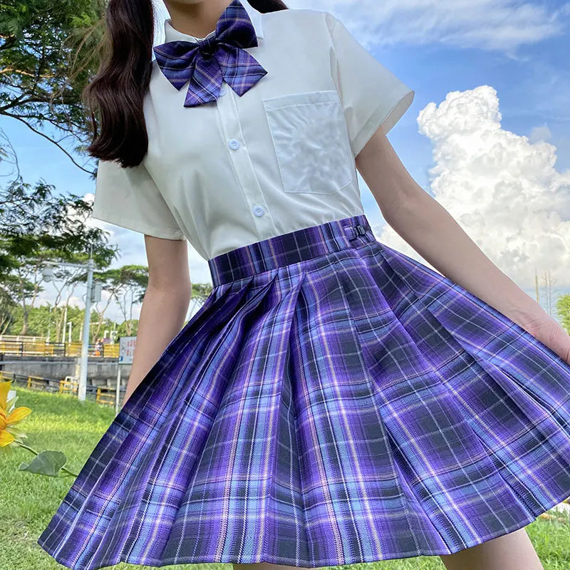 Jk Uniforms Gyaru School Uniform for Girl Student Pleated Skirt Uniform Set Women Short Sleeve Bow Tie Seifuku Japanese Style Street King Limited