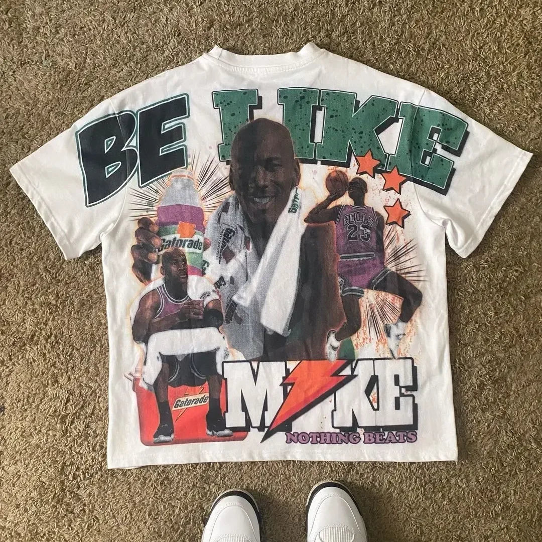 Hip Hop Goth Summer Y2K Print Men Y2K T-Shirt Basketball Graphic Street Harajuku Short Sleeve Cotton Top Oversized T-Shirt Set Street King Limited