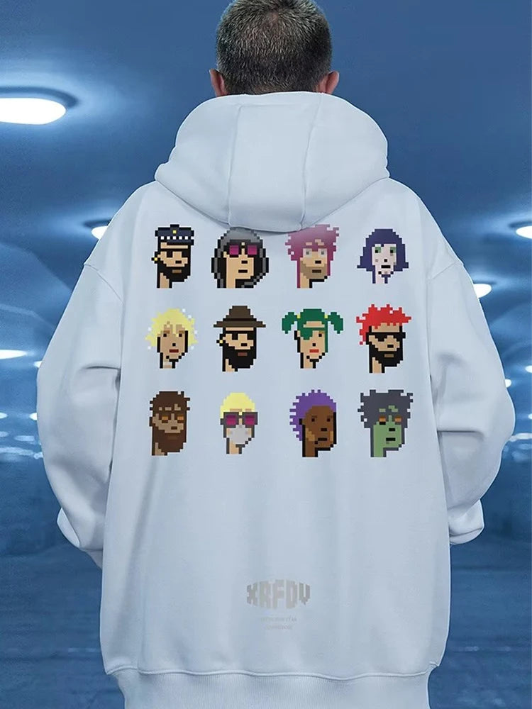 Funny Pixel Figure Graphic Hoodies For Men Autumn Y2K Streetwear Pullovers Hooded Sweatshirts Hombre Harajuku Hip Hop Hoody Street King Limited