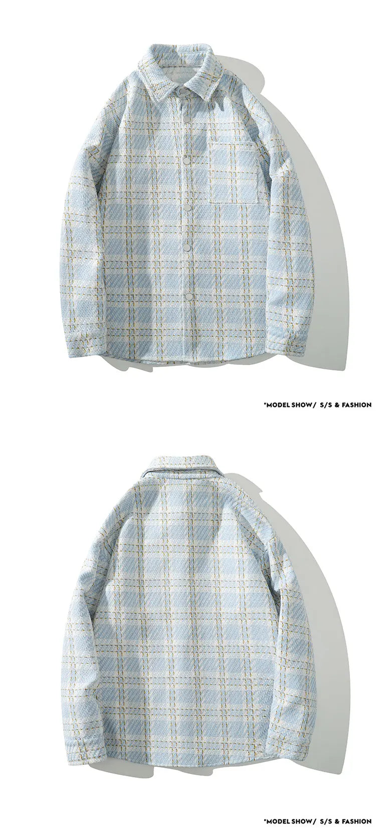 checked pattern cargo jacket coat korean style trendy breasted blouses 2024 spring male long sleeved jackets unique cargo style 5625