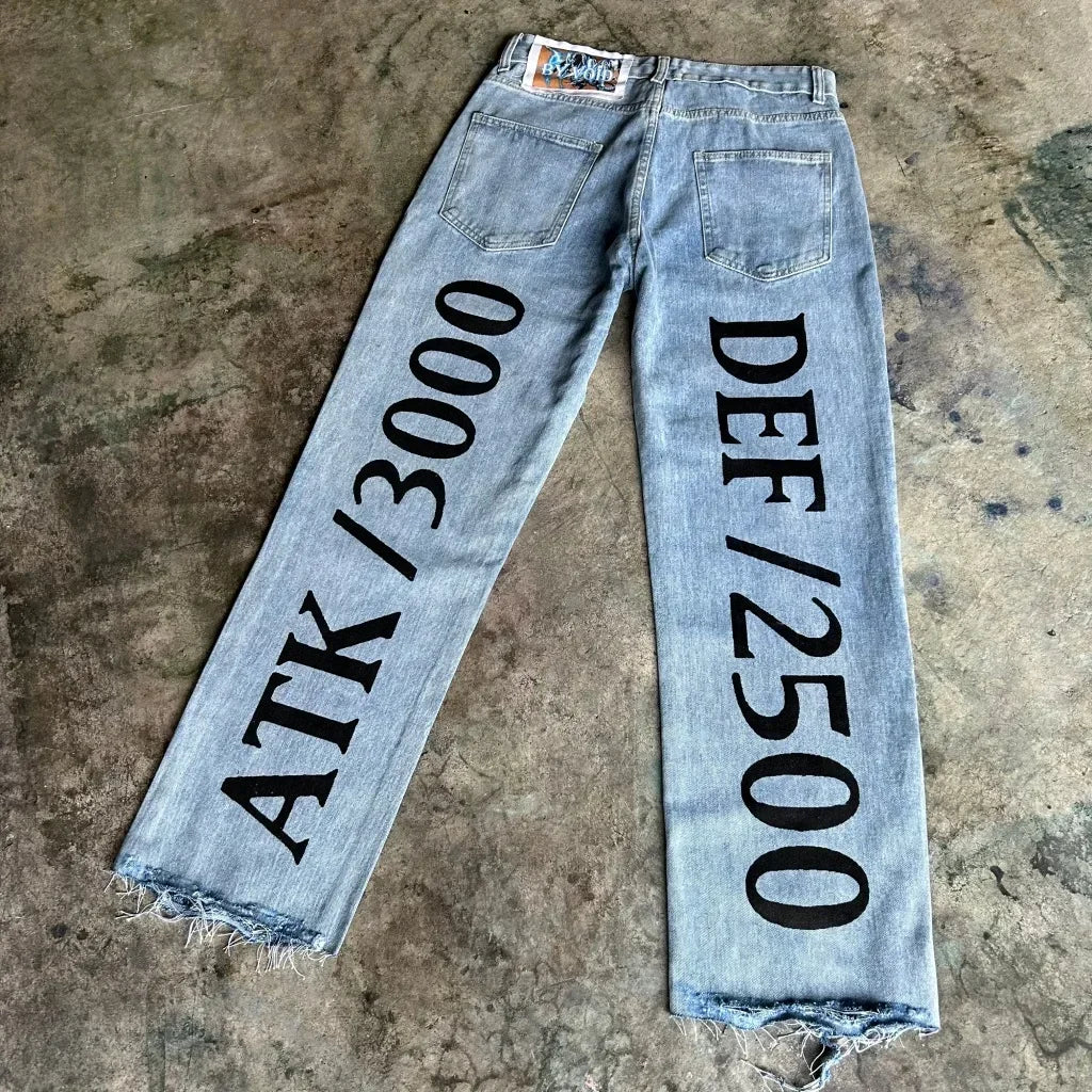 harajuku high street y2k baggy jeans punk popular print wide leg denim pants jeans streetwear trouser men clothing unique jeans style 1957