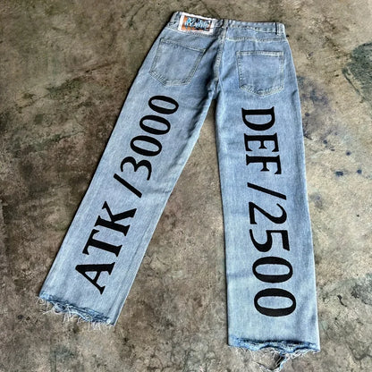 harajuku high street y2k baggy jeans punk popular print wide leg denim pants jeans streetwear trouser men clothing unique jeans style 1957