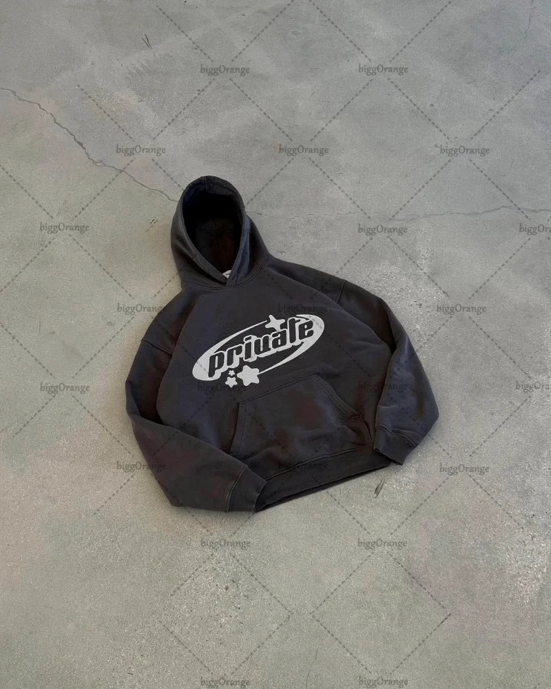 Solid color letter printing oversized pullover men's Y2K street hip-hop Harajuku loose all-match sweater top couple models Street King Limited