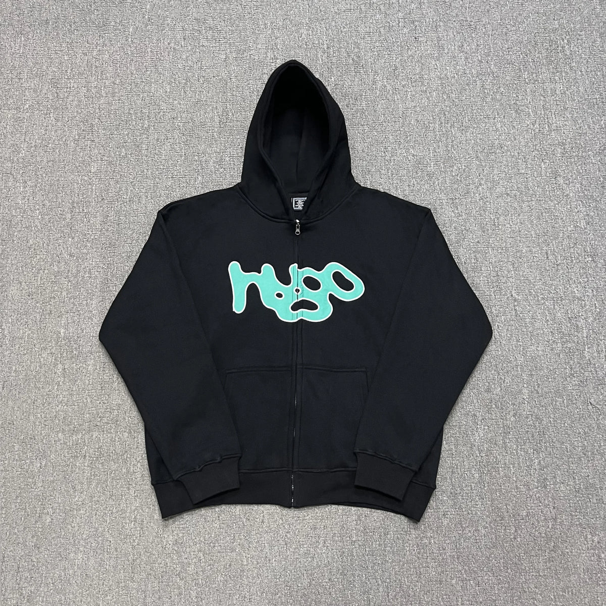 New Autumn Logo Embroidery Black Fleece Hooded Hoodies for Men and Women  Streetwear Baggy Casual Cardigan Zipper Sweatshirts Street King Limited