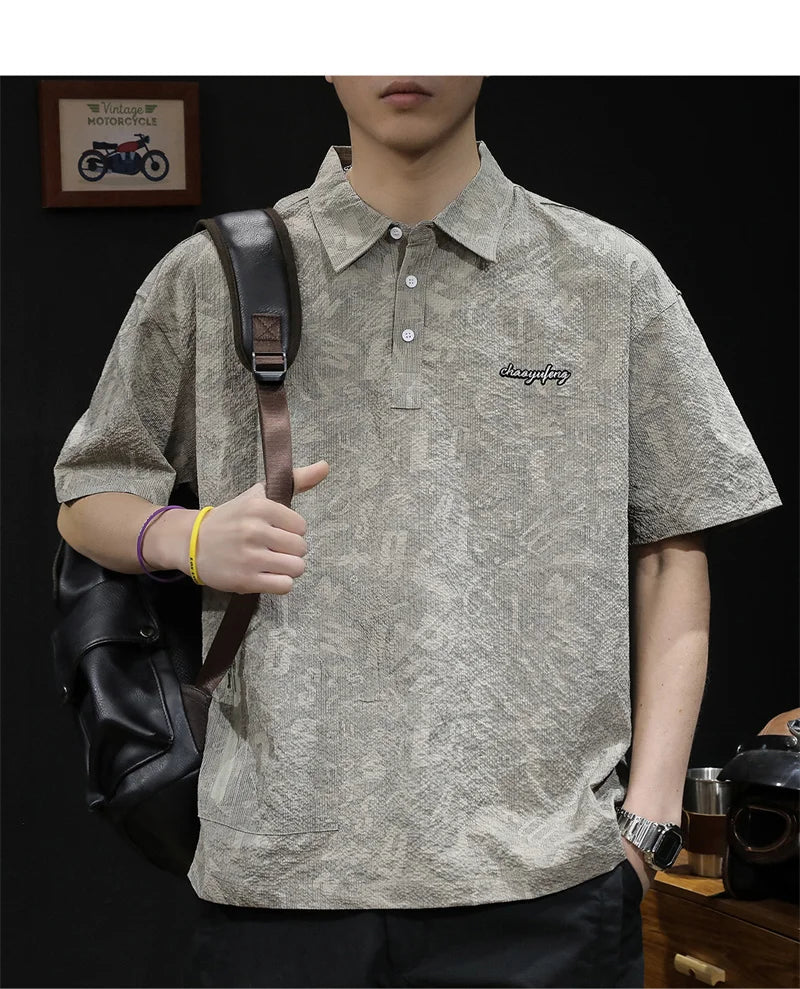 Streetwear Summer Full Letter Printed Polo Shirt For Men New Lapel Button Tee Sh Summer Full Letter Printed Polo Shirt For Men 2024 New Lapel Button Tee Shirts Oversized Short Sleeve Y2K Streetwear T Shirt Fashion Sweater Jacket With Graphic Design For Men