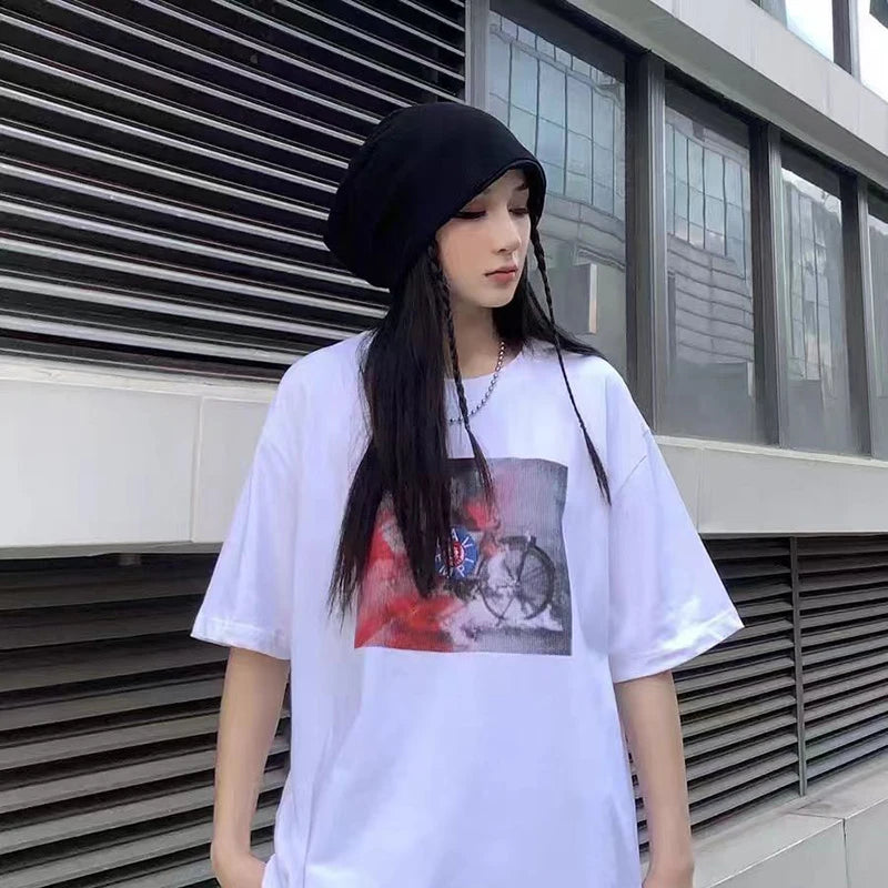 C.E T-shirts Men Woman Good Quality Cotton Casual Loose Vintage Abstract Face Printing Summer O-Neck CAVEMPT Top Tee Street King Limited