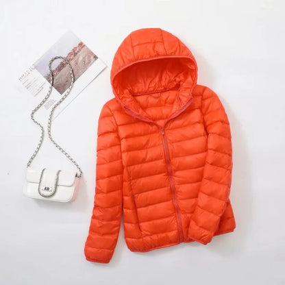 plus size thin light down jacket women 2023 autumn winter slim short hooded warm white duck down coat women outerwear streetwear unique shorts style 4239