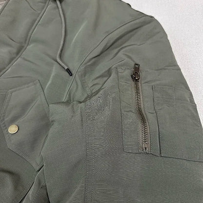 2024AW new cotton dress solid color hooded multi-pocket jacket Street King Limited