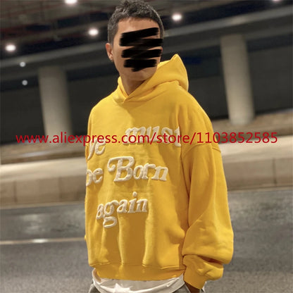 Autumn Winter New 2024 Vintage American Long sleeved Hoodie Men's Heavyweight Letter Embroidered Print High Street Tops Oversize Street King Limited