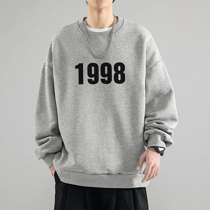 Trendy Korean Personality Simple Retro Sweatshirt for Boys 2024 New Spring and Autumn Ins American Sports Personality Youth Tops Street King Limited