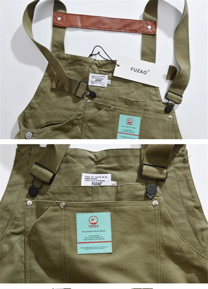 2023 summer cargo overalls pants men patchwork denim jumpsuits loose work pants solid color casual streetwear cargo trousers unique cargo style 4331