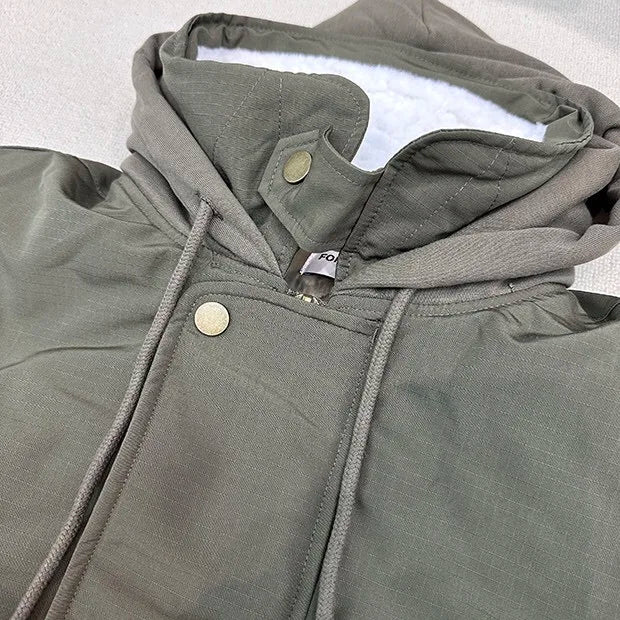 2024AW new cotton dress solid color hooded multi-pocket jacket Street King Limited