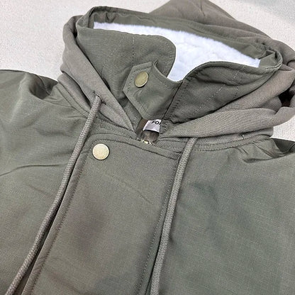 2024AW new cotton dress solid color hooded multi-pocket jacket Street King Limited