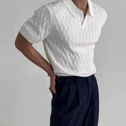 Summer New Knitted Polo Shirt Men's Short Sleeve Casual Half Sleeve Lapel Green T-Shirt Slim Top Street King Limited