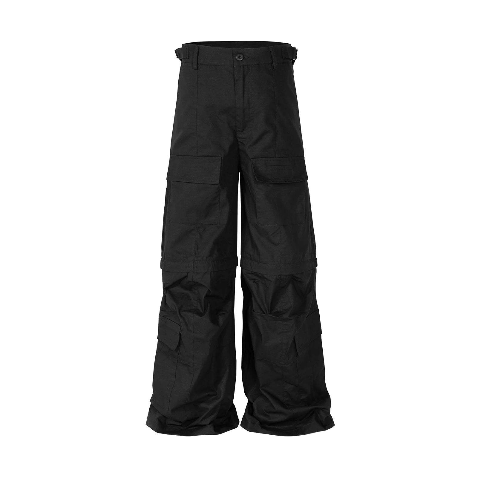 y2k high street flared cargo multi pocket detachable workwear pants for men and women solid ropa hombre overalls oversized utility cargo pants