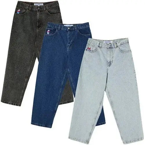 y2k polar skate big boy jeans gothic straight vintage skateboard wide leg denim pants embroidery blue loose jeans men clothing stacked flare jeans