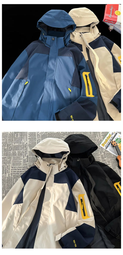 new colorblock pocket zip up hooded outdoor jackets for men fashion waterproof casual bomber jacket y2k motorcycle veste homme unique default style 126