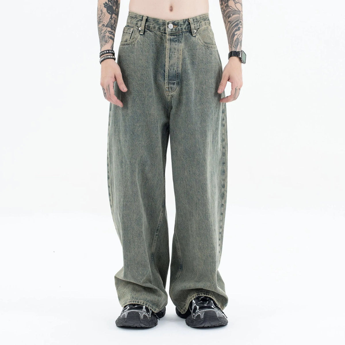 Autumn and winter new mud-dyed jeans Street King Limited