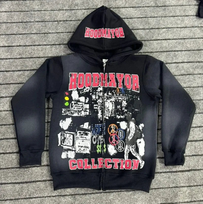 Streetwear brand trend Gothic letter print oversized hoodie women's fashion Harajuku loose and versatile hoodie men's top Street King Limited