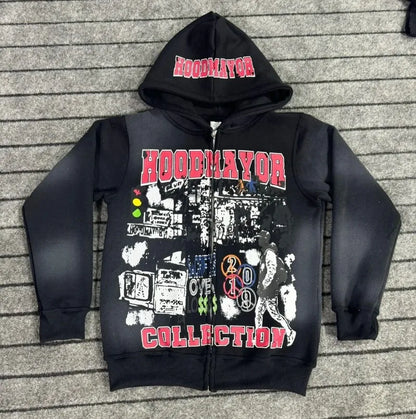 Streetwear brand trend Gothic letter print oversized hoodie women's fashion Harajuku loose and versatile hoodie men's top Street King Limited