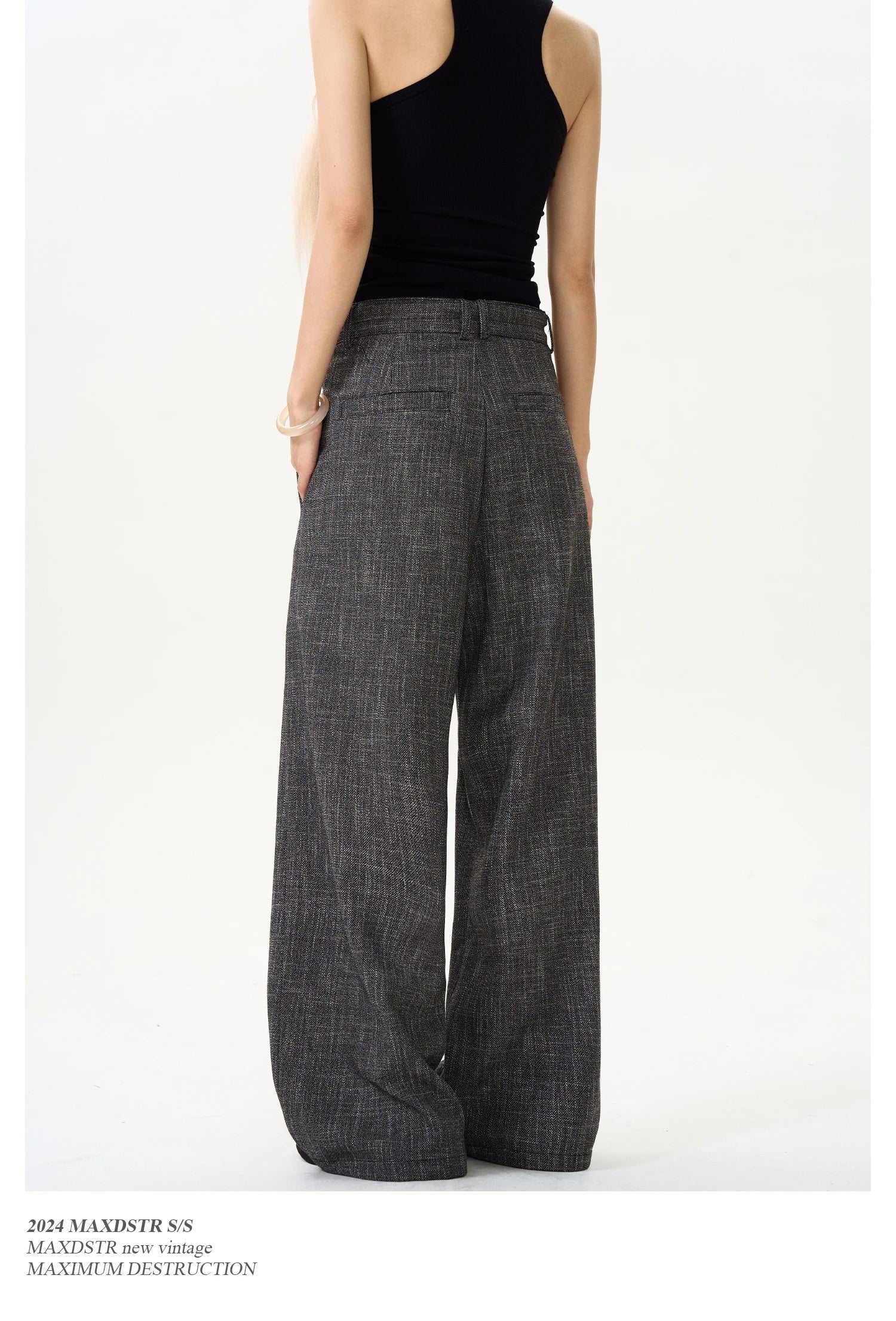 men women streetwear fashion loose casual belt wide leg suit pant boyfriend straight trousers baggy pants unique default style 2244