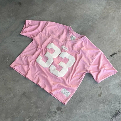 Trendy Ins Couple Sportswear Mesh Quick Oversize Pink 33 Jersey College Street Style T-shirt for Women Drying Football Y2k Tops Street King Limited