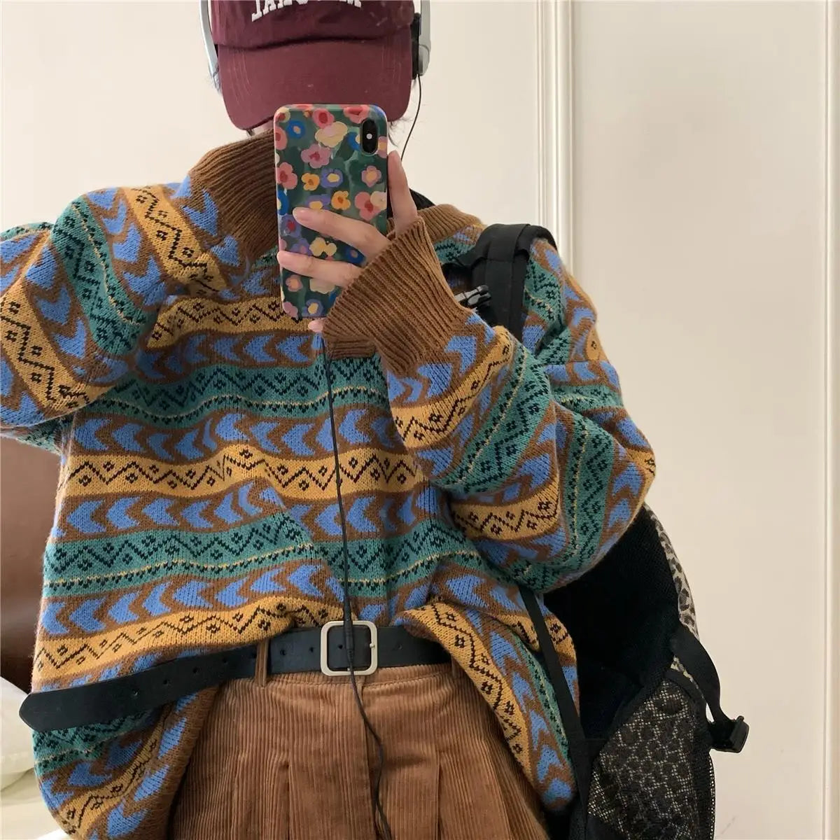 American autumn and winter men and women trendy personality lazy sweater couple loose retro casual round neck Harajuku knitted Street King Limited