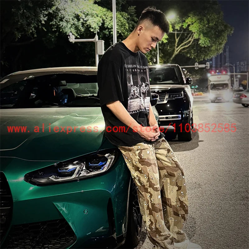 2024 new american vintage direct casual functional work pants heavy duty washed outdated logging pants desert camo high street minimalist street pants