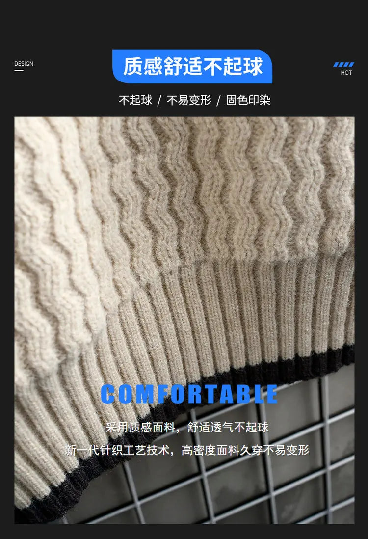 Brand Clothing Men's Loose Pullover Male Slim Fit Fashion Knitted Sweater Man  Thick Warm Pull Homme Retro Stripe Sweaters 4XL Street King Limited