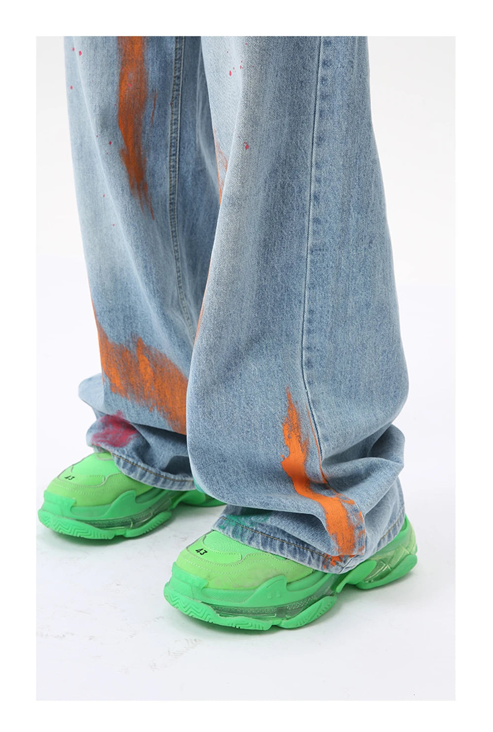 vintage graffiti baggy jeans mens streetwear hip hop loose blue denim pants hi street luxury designer jeans trousers man unique jeans style 50