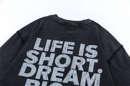 2024 New FP Vintage Retro Letter Reeborn Printing High-Street Distressed Casual Tops T-Shirt Street King Limited