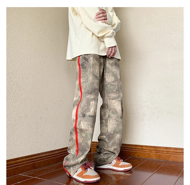 2023 outdoor side zipper camouflage baggy men cargo tracksuit pants overalls hip hop women sport long trousers spodnie dresowe unique cargo style 4080