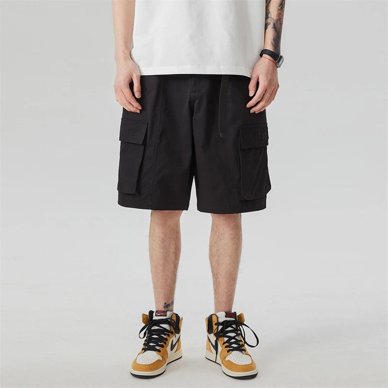 summer new american retro cargo shorts for men casual multi pocket baggy y2k shorts streetwear hip hop embroidery short cargo military streetwear pants