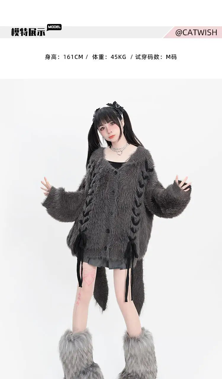 plush faux mink fur thick cardigan sweater jacket for women pro choice loose medium to long style coat women winter y2k tops unique default style 741