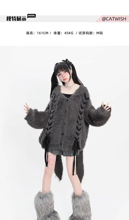 plush faux mink fur thick cardigan sweater jacket for women pro choice loose medium to long style coat women winter y2k tops unique default style 741
