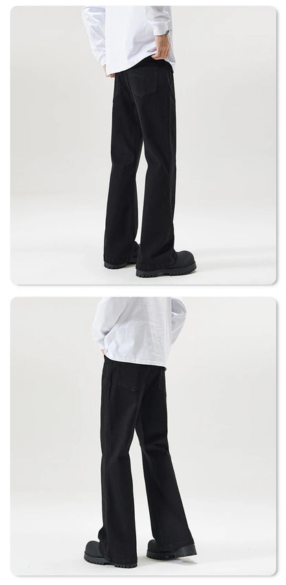 men black elastic denim micro flared jeans pants streetwear fashion cleanfit hip hop punk slim fit jeans y2k pants trouser unique jeans style 1700