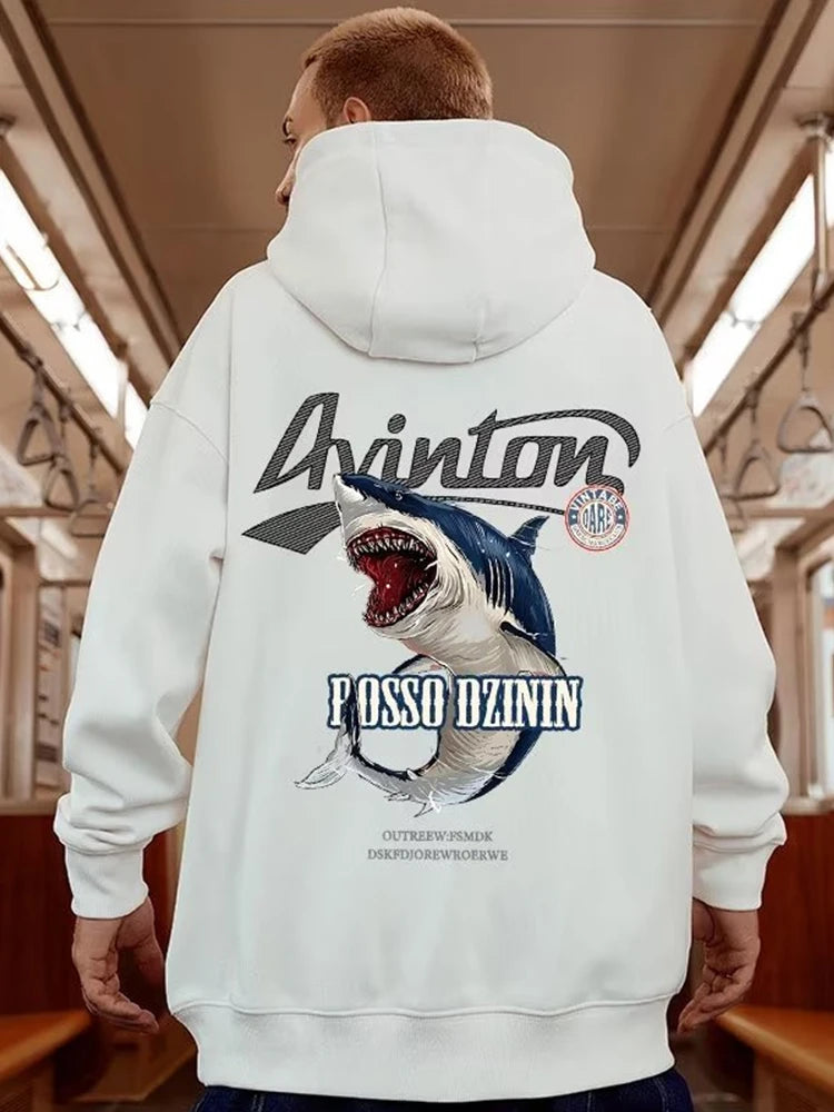Y2k Streetwear Anime Shark Printed Hoodies For Men Autumn Oversized Baggy Pullovers Sweatshirts Hip Hop Fashion Fleece Hoodie Street King Limited