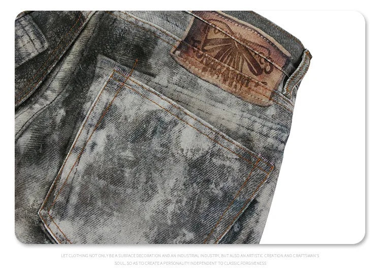 Autumn and winter 2024 new digital printed camo splash ink baggy jeans Street King Limited
