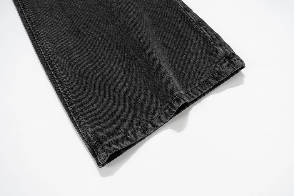 distressed micro rugged mud dyed boot cut jeans unisex straight y2k pantalones hombre casual washed denim pants oversized unique jeans style 1686