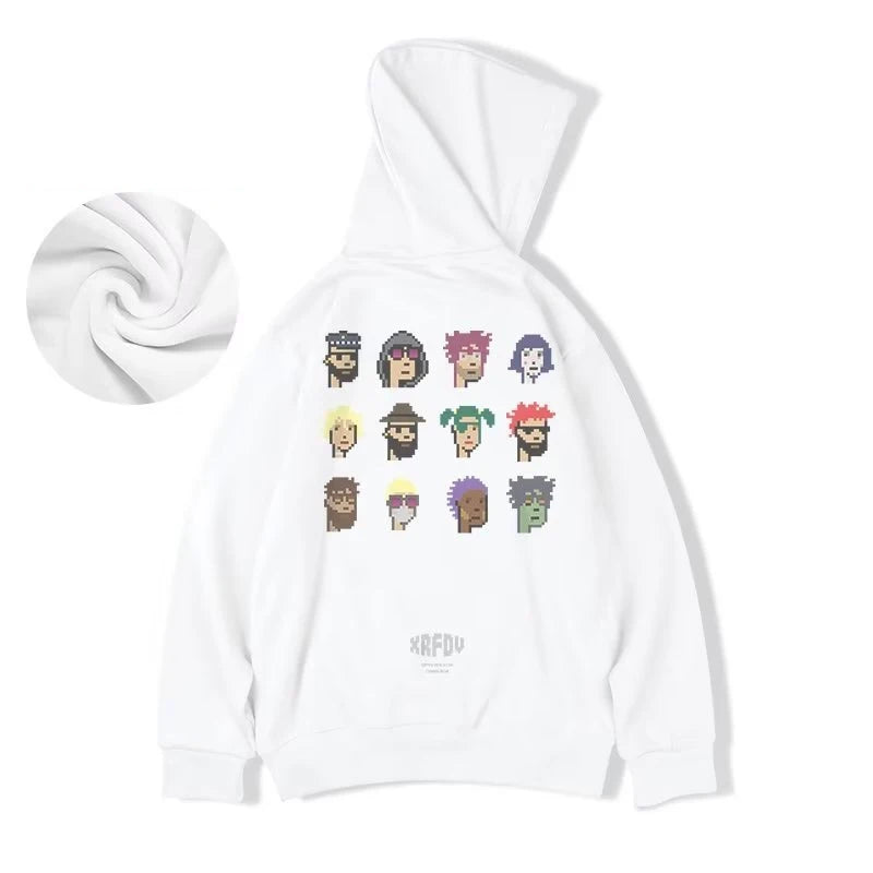 Funny Pixel Figure Graphic Hoodies For Men Autumn Y2K Streetwear Pullovers Hooded Sweatshirts Hombre Harajuku Hip Hop Hoody Street King Limited